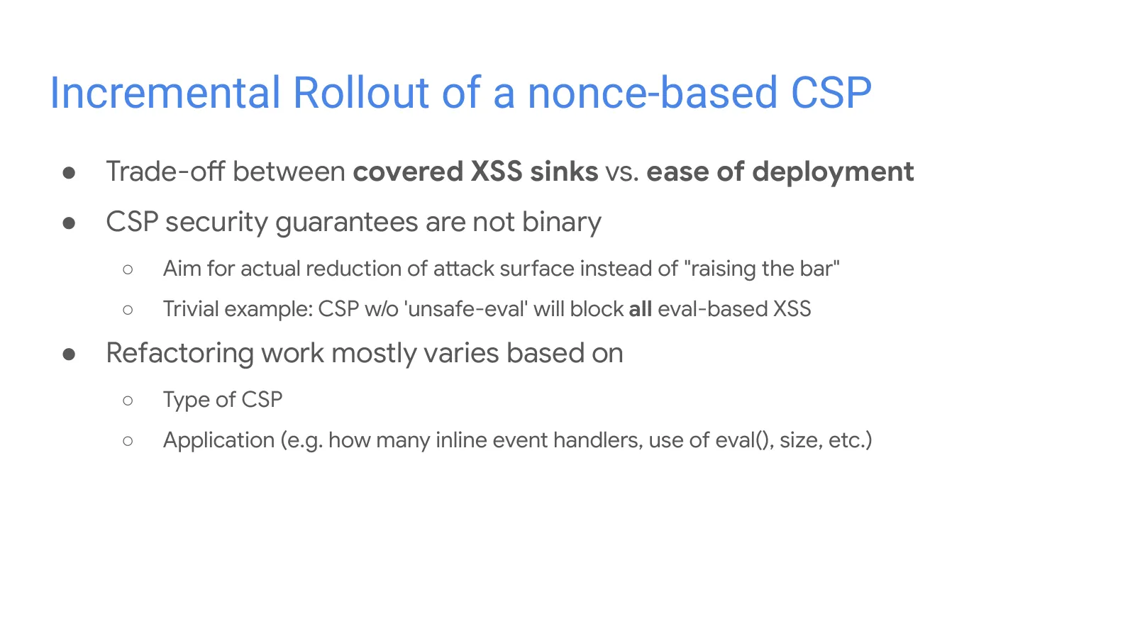 Slide 21: Incremental Rollout of a nonce-based CSP