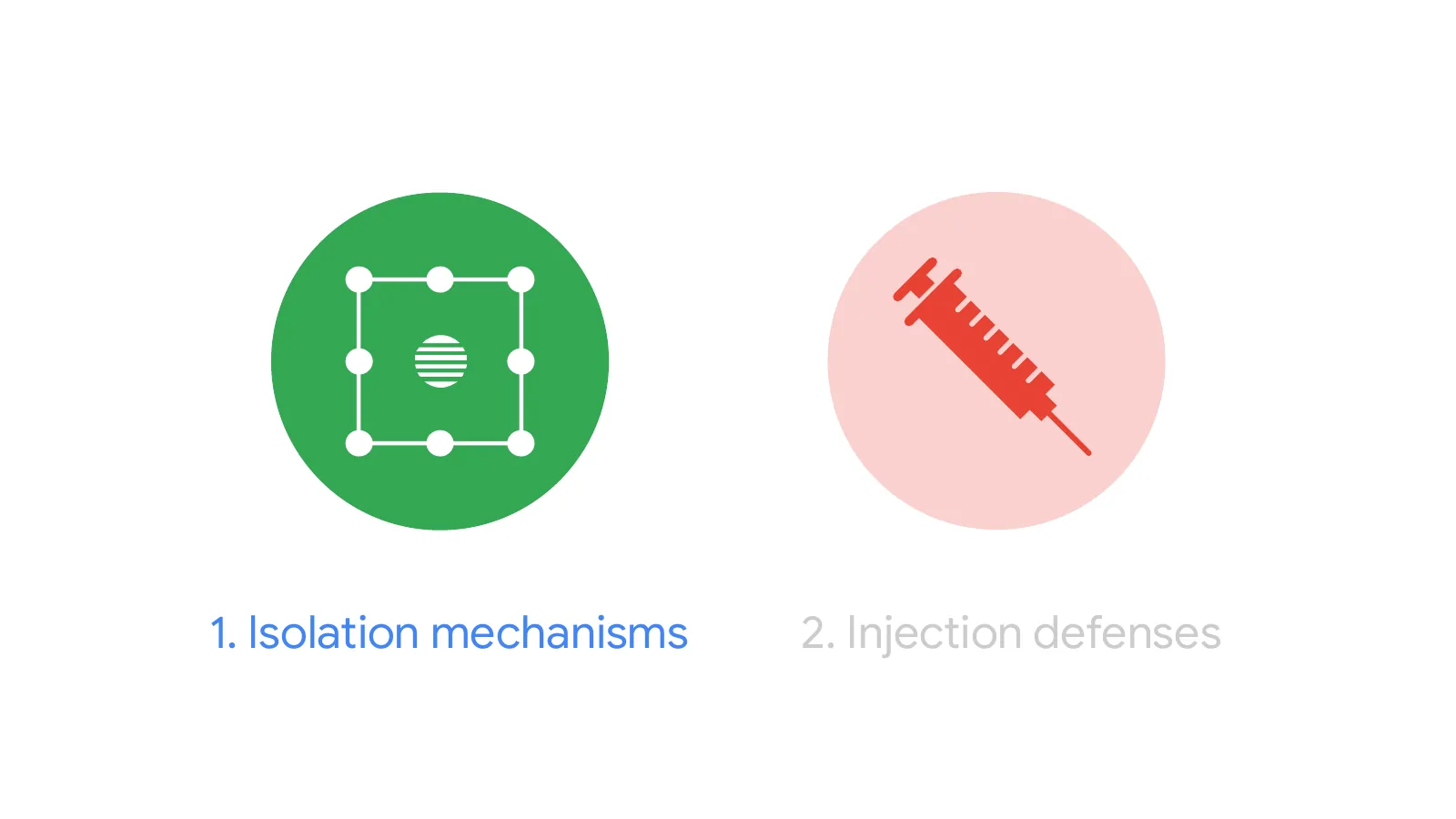 Slide 13: 1. Isolation mechanisms 2. Injection defenses (continued)