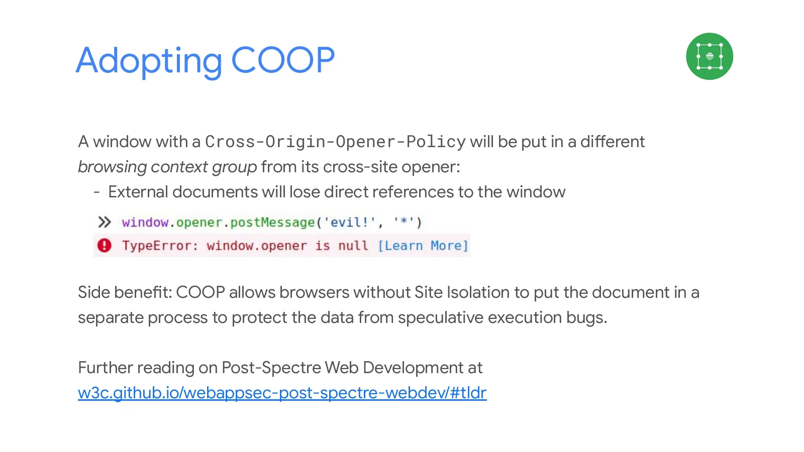 Slide 29: Adopting COOP
