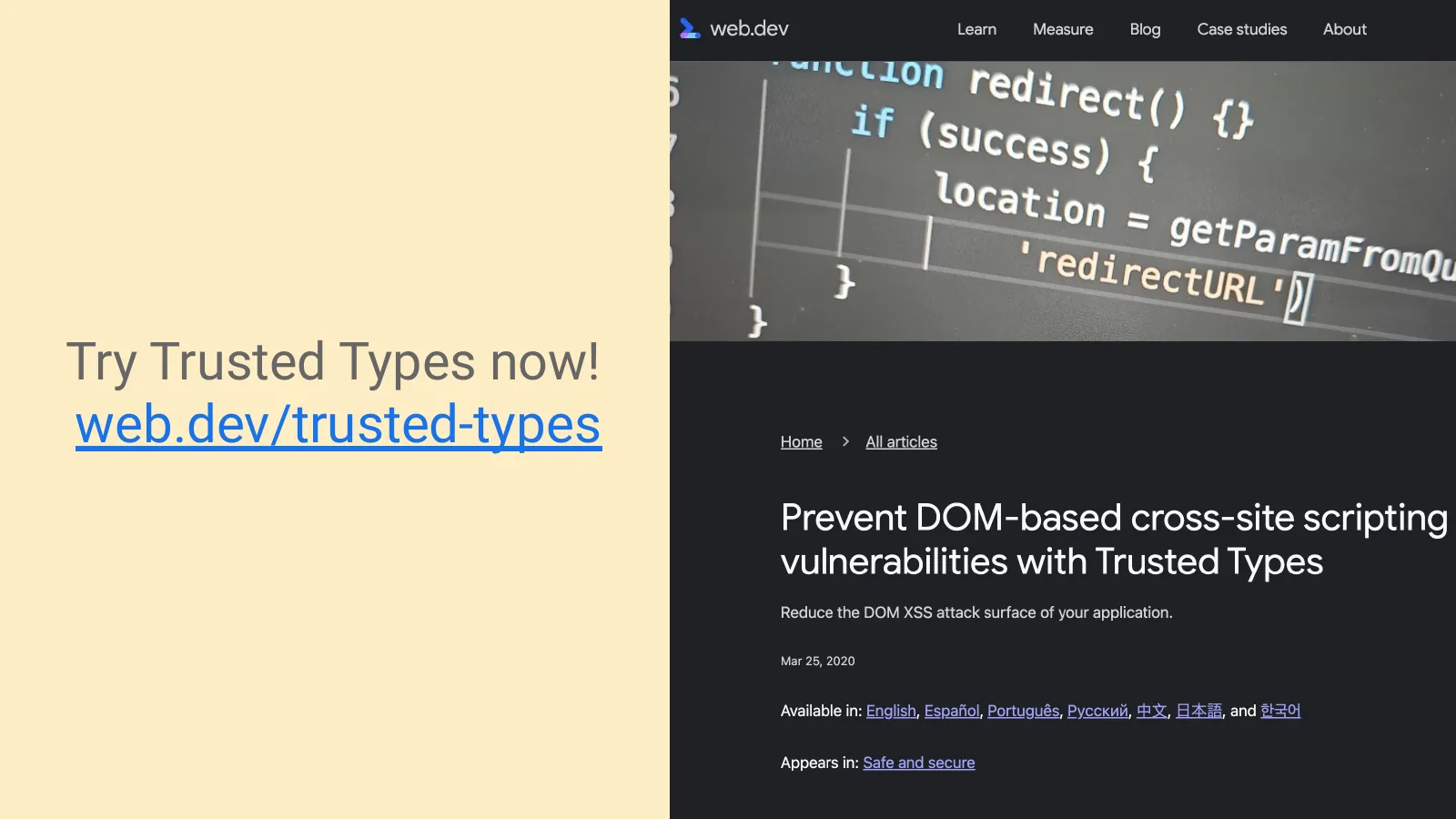 Slide 43: Try Trusted Types now!