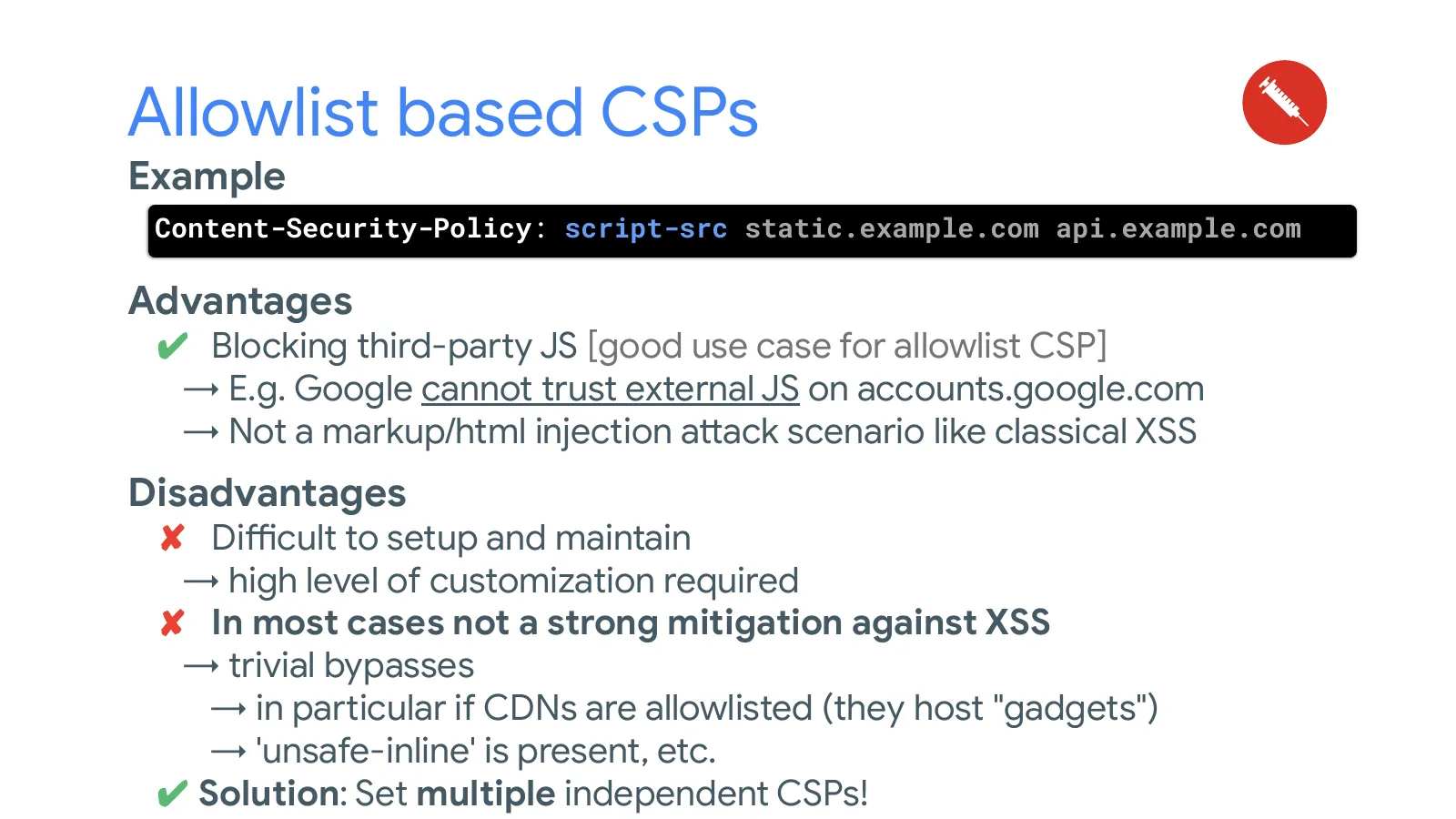 Slide 48: Allowlist based CSPs