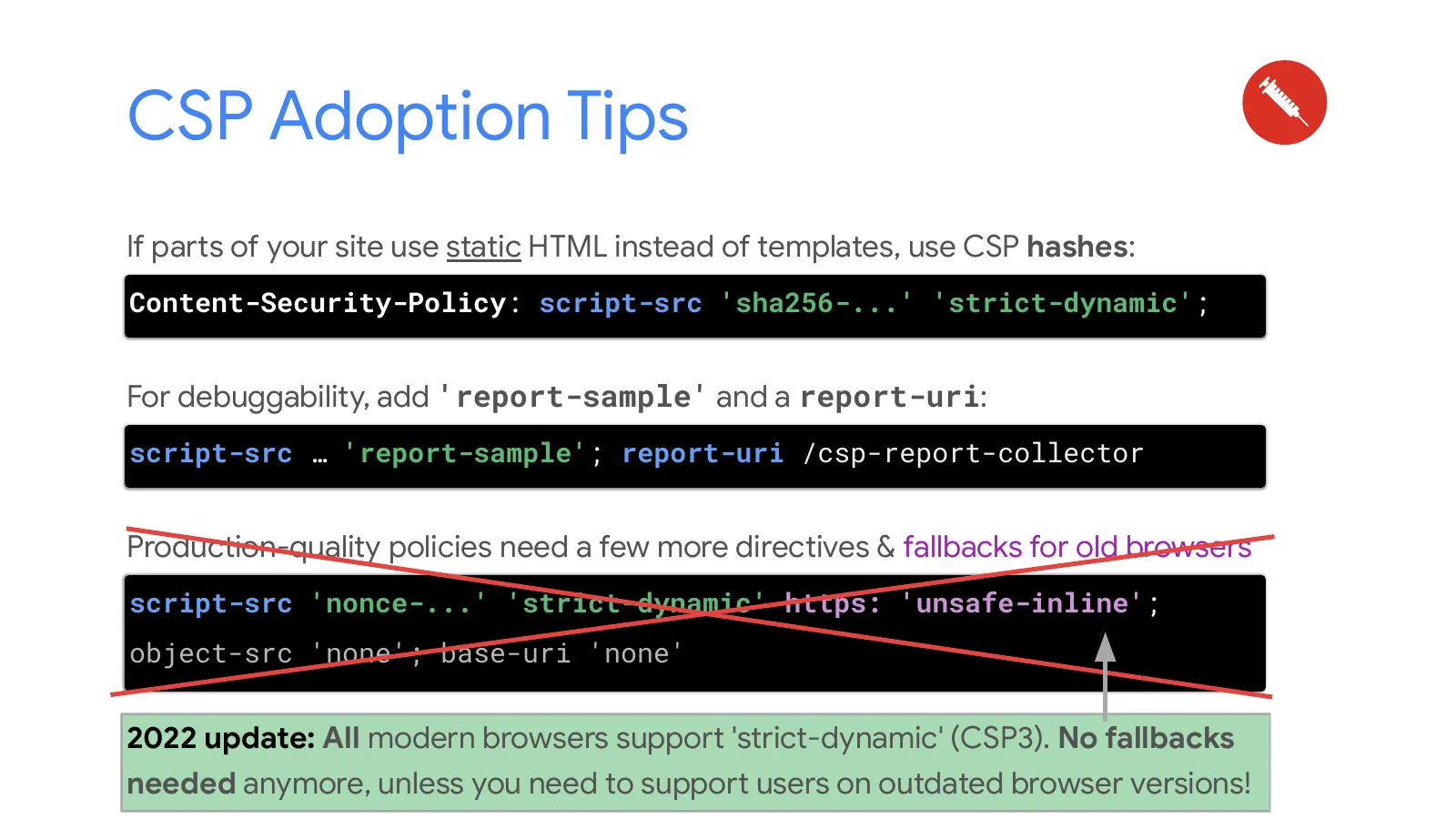 Slide 62: CSP Adoption Tips