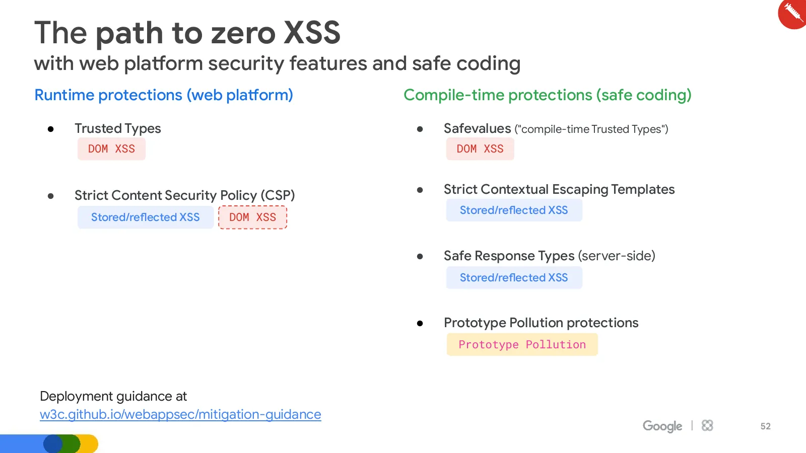 Slide 52: The path to zero XSS