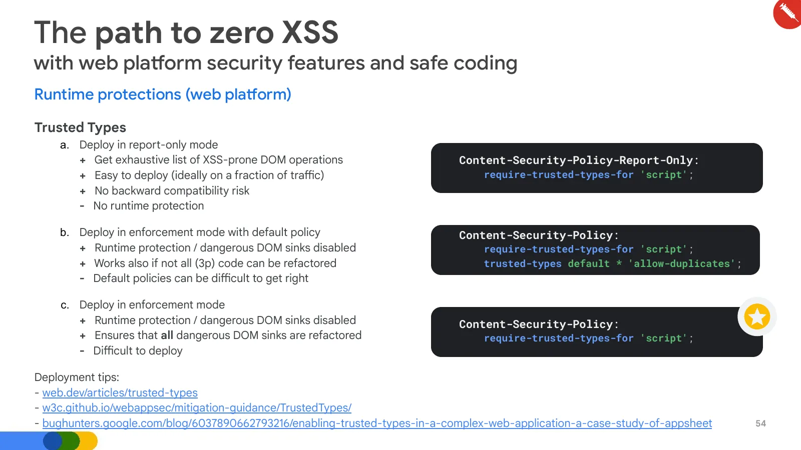 Slide 54: The path to zero XSS