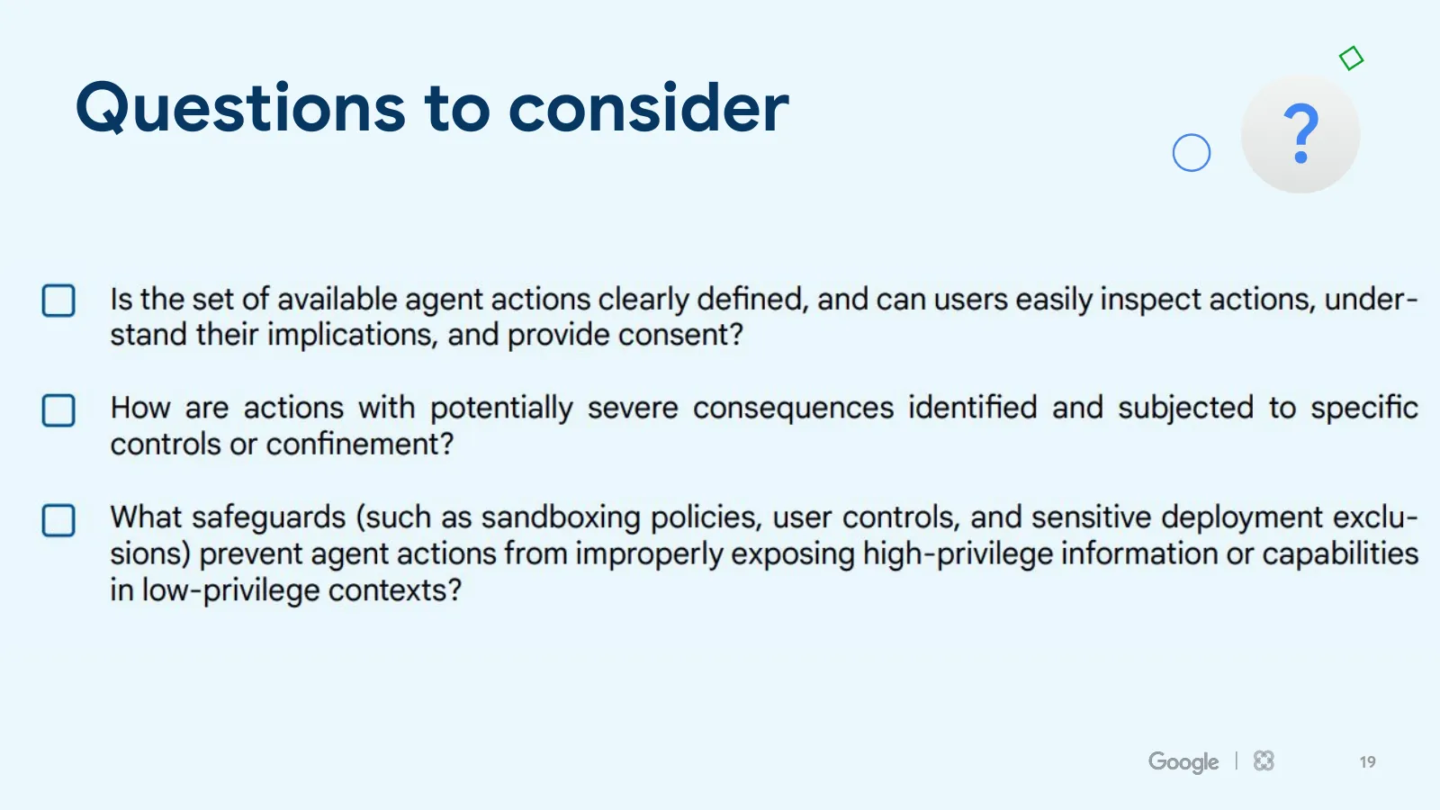 Slide 19: Questions to consider