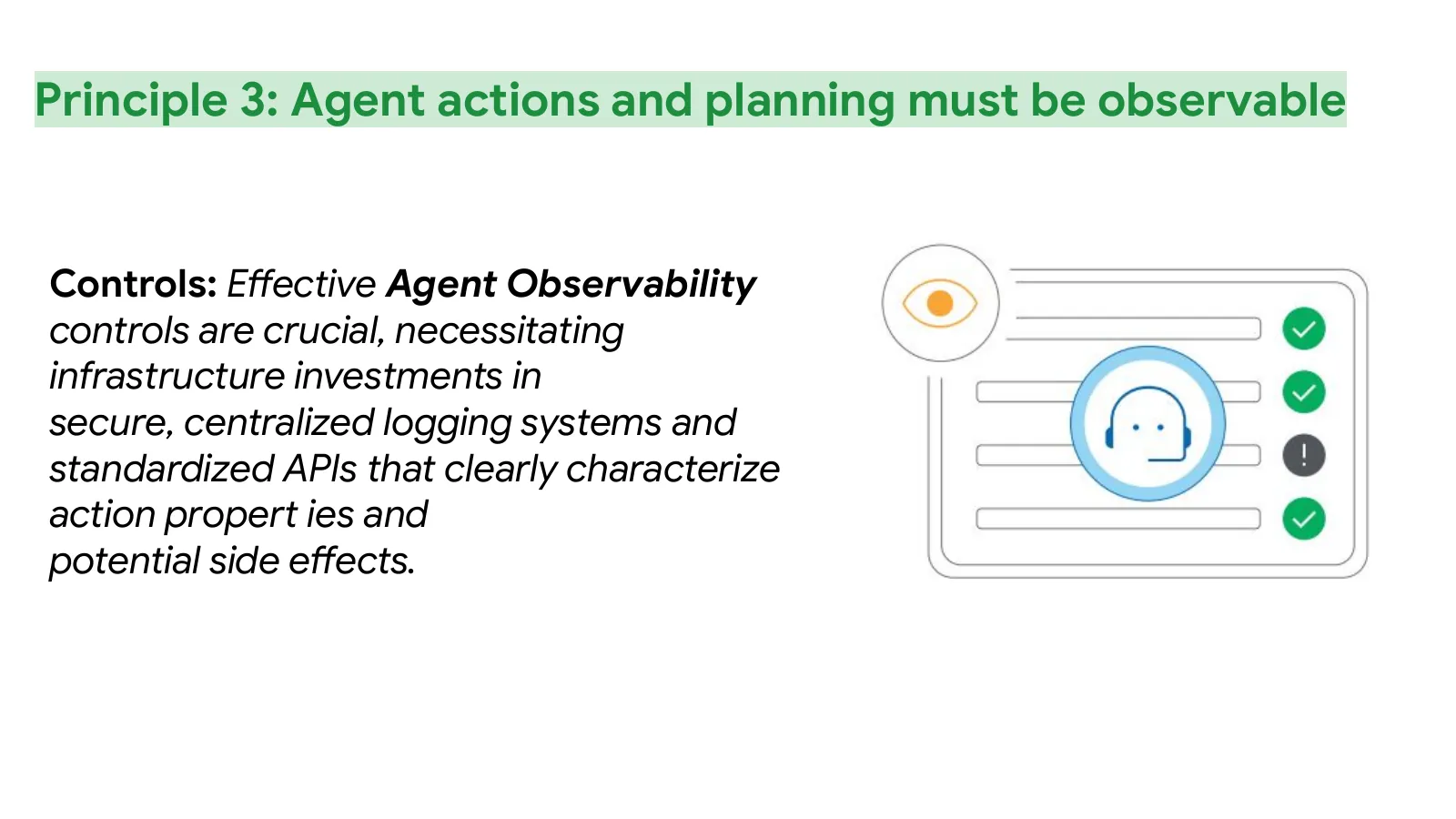 Slide 46: Principle 3: Agent actions and planning must be observable