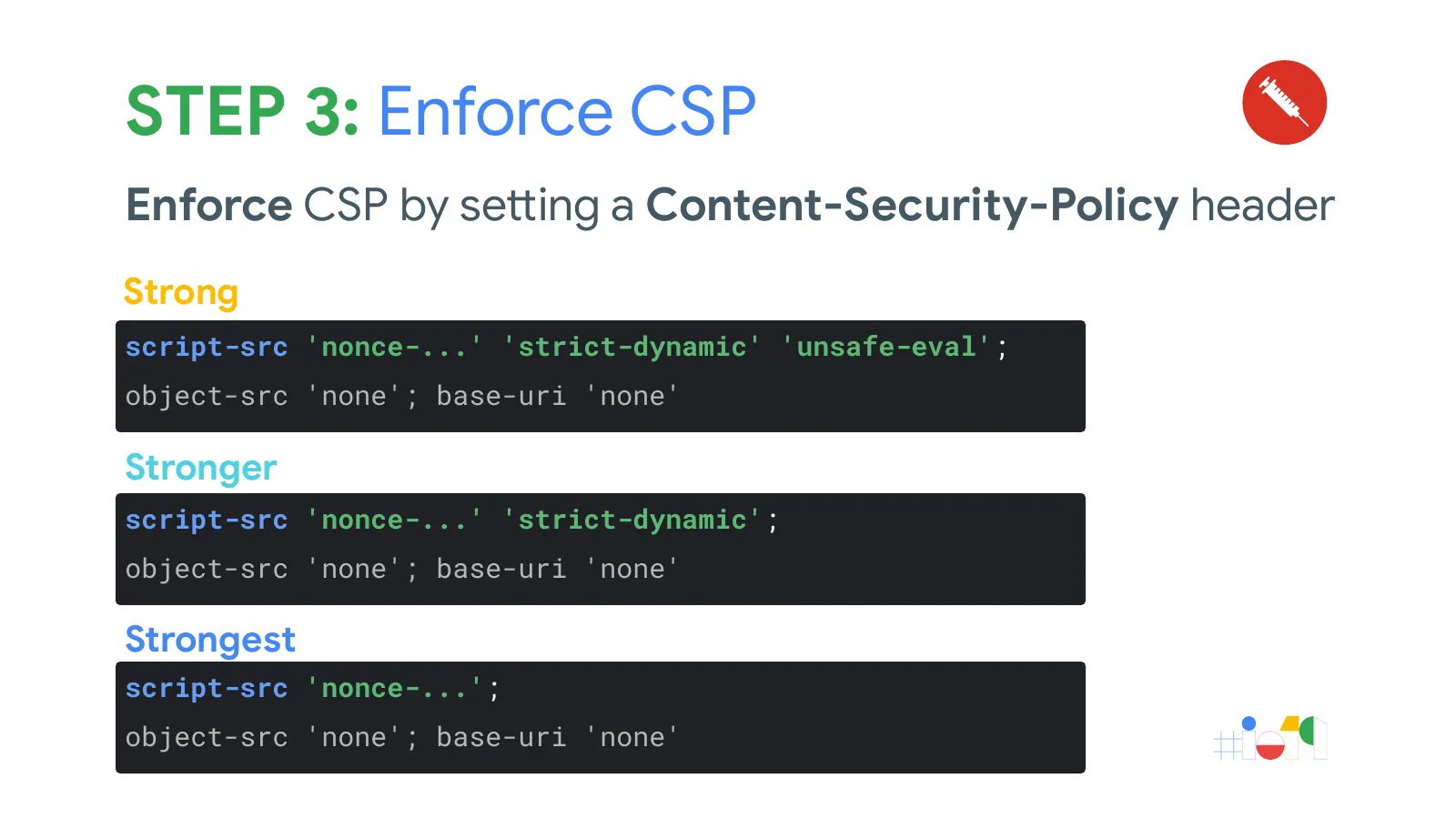 Slide 28: STEP 3: Enforce CSP