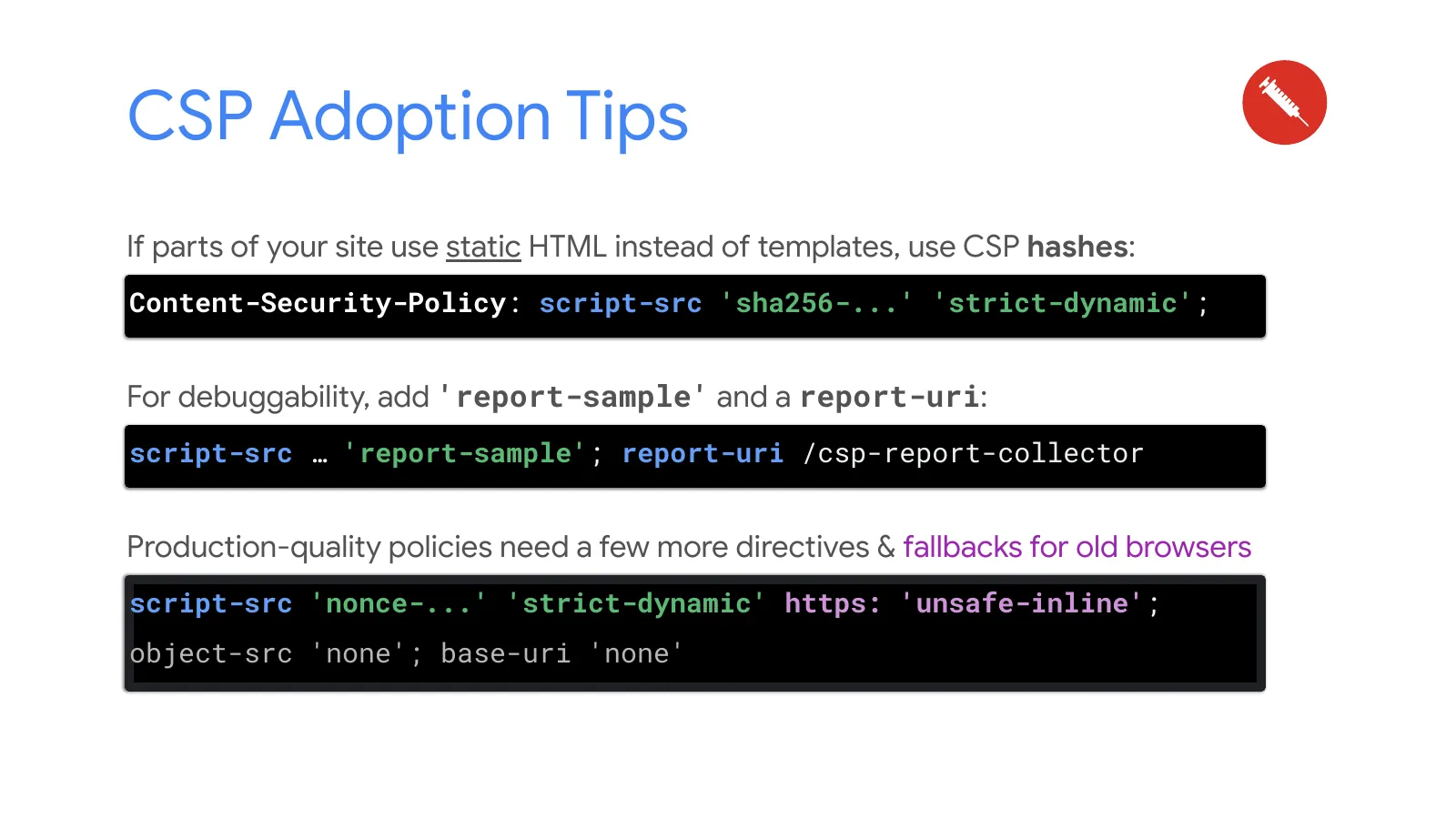 Slide 29: CSP Adoption Tips