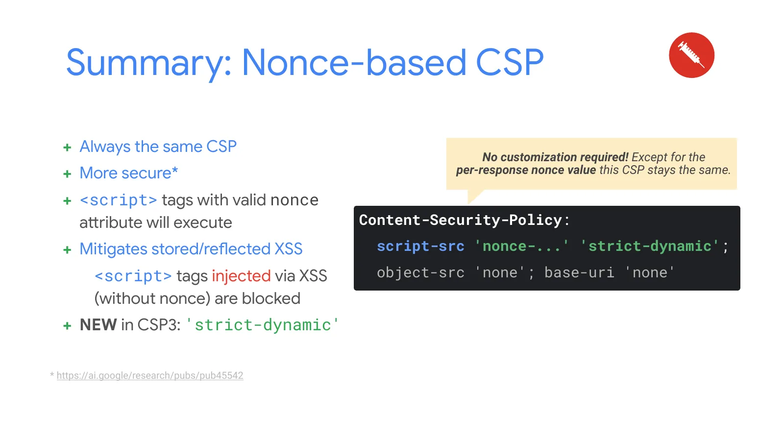 Slide 32: Summary: Nonce-based CSP