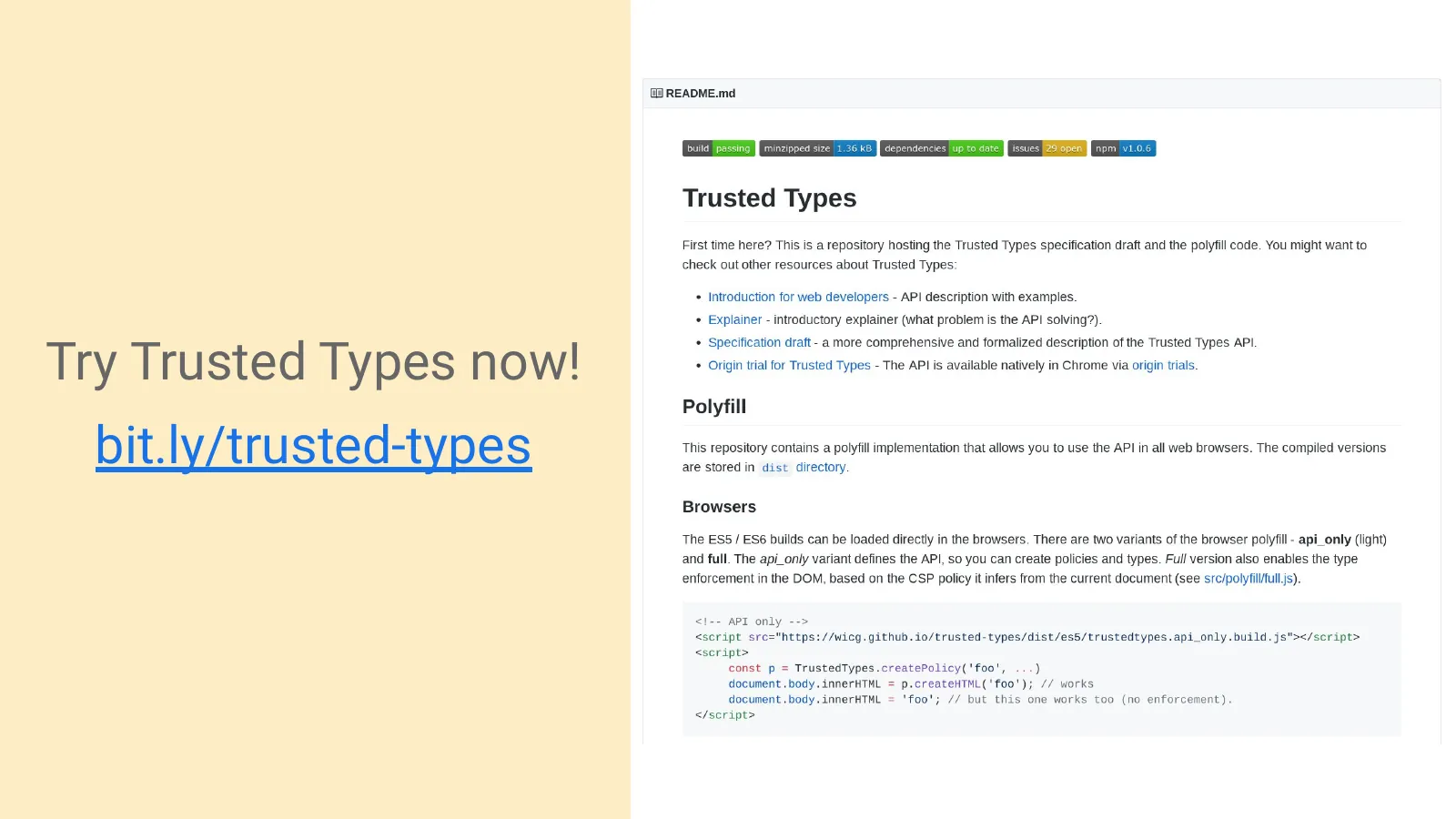 Slide 42: Try Trusted Types now!