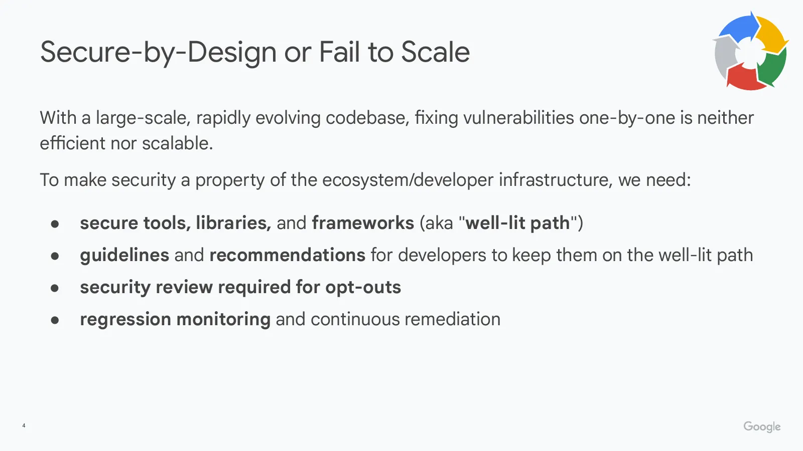 Slide 4: Secure-by-Design or Fail to Scale