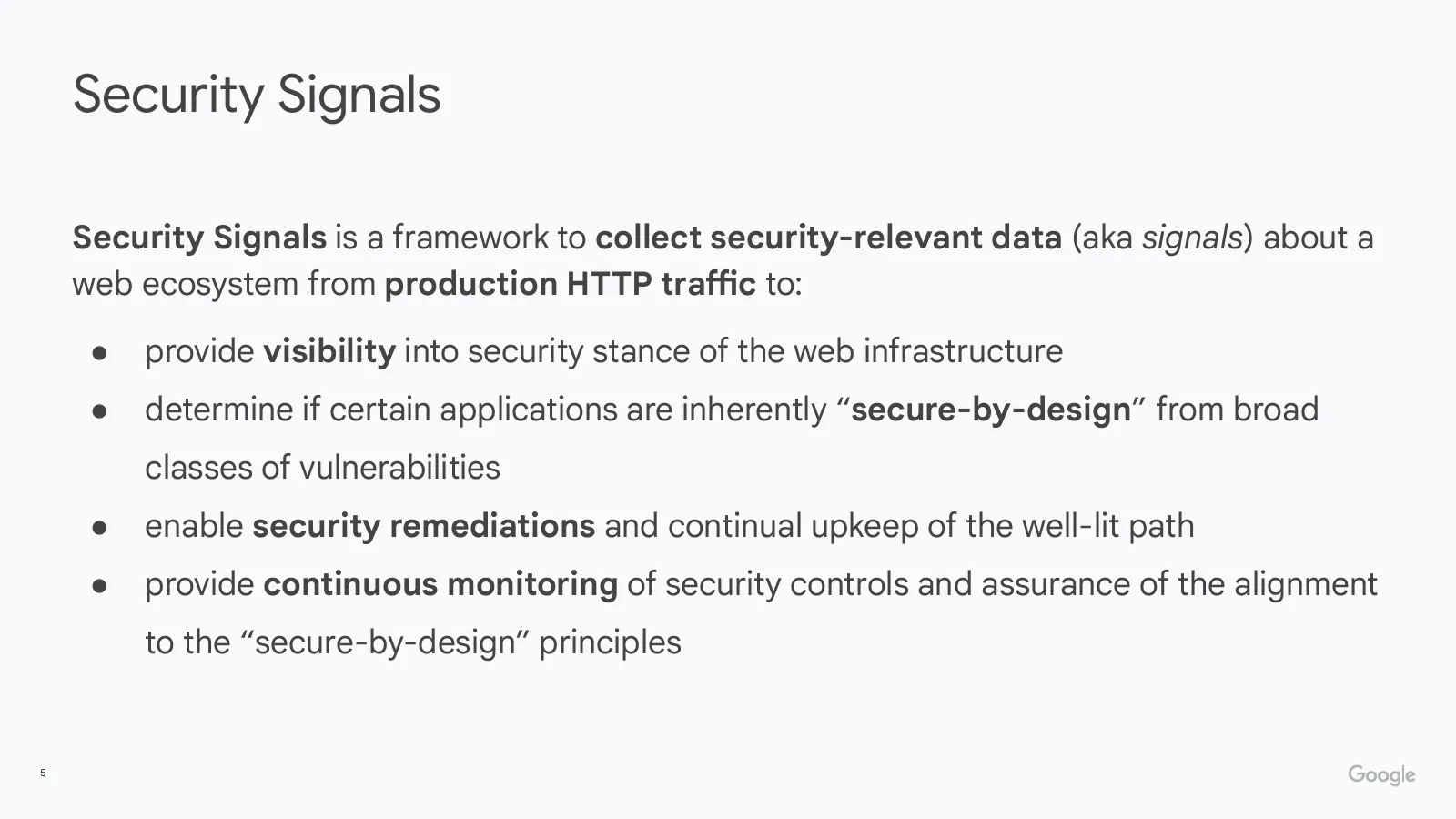 Slide 5: Security Signals
