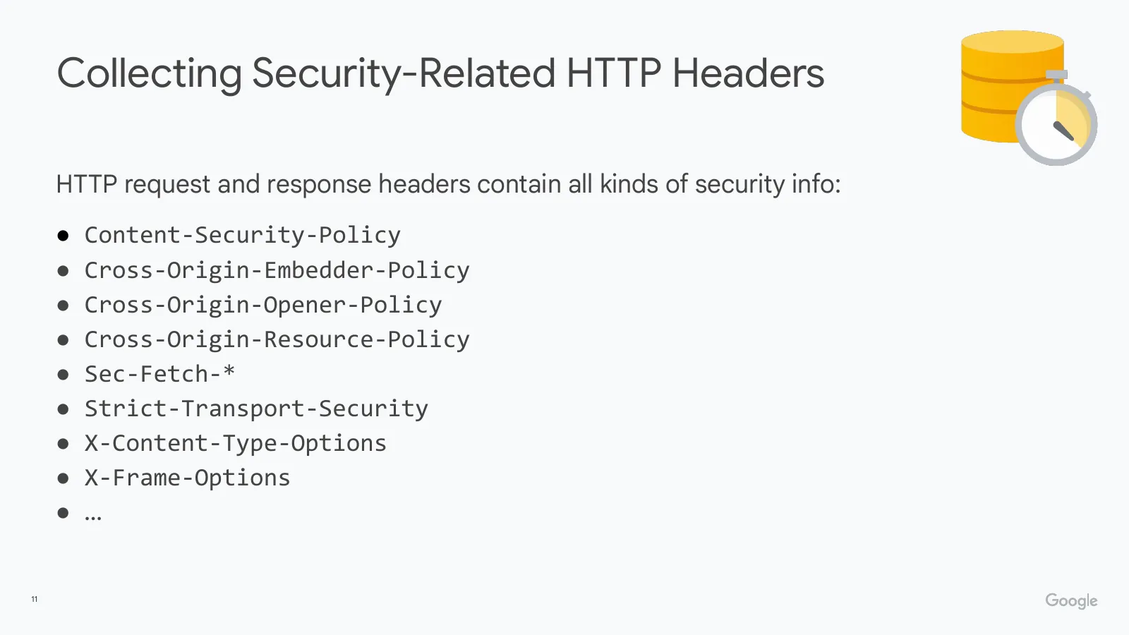 Slide 11: Collecting Security-Related HTTP Headers