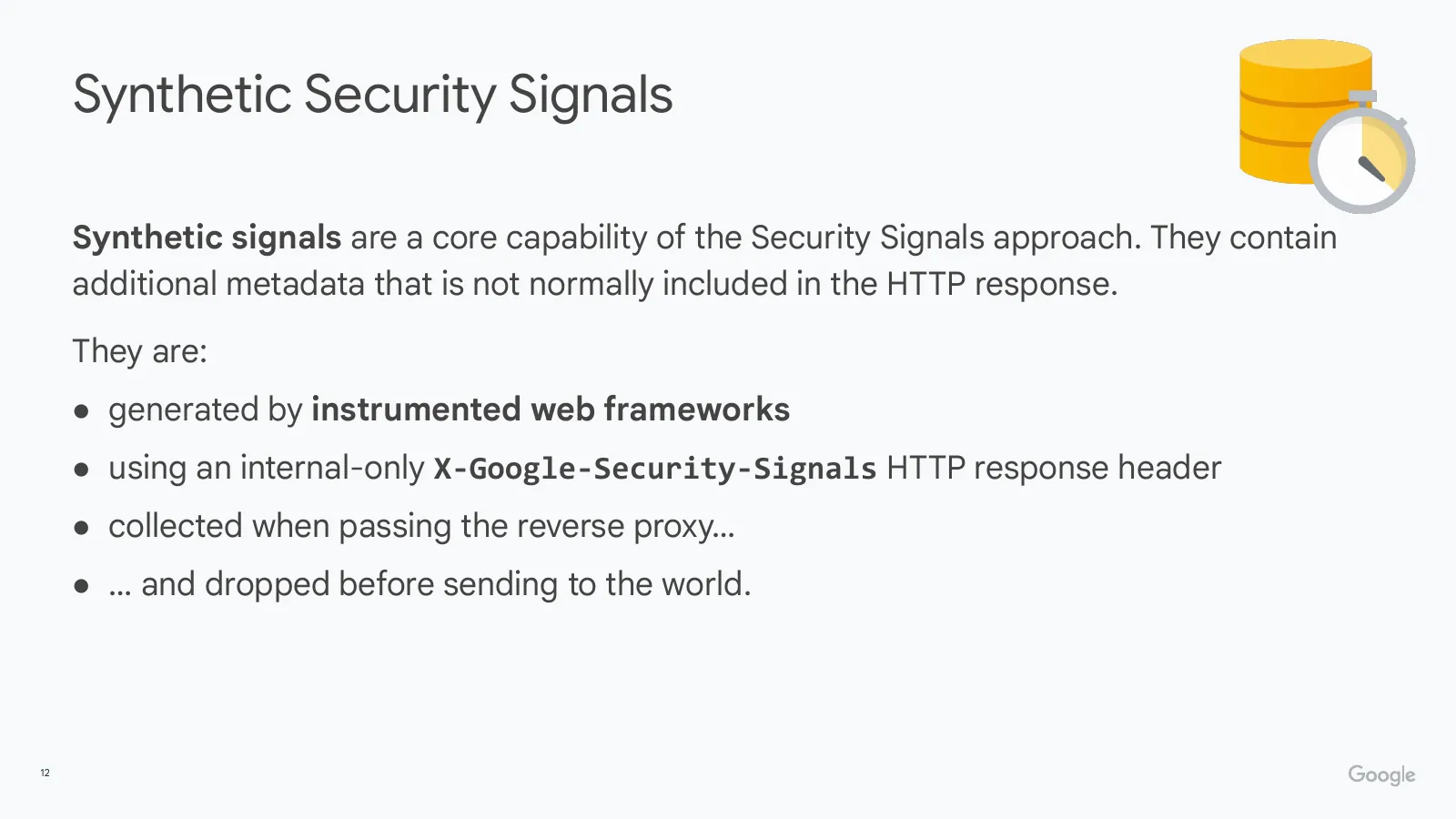 Slide 12: Synthetic Security Signals