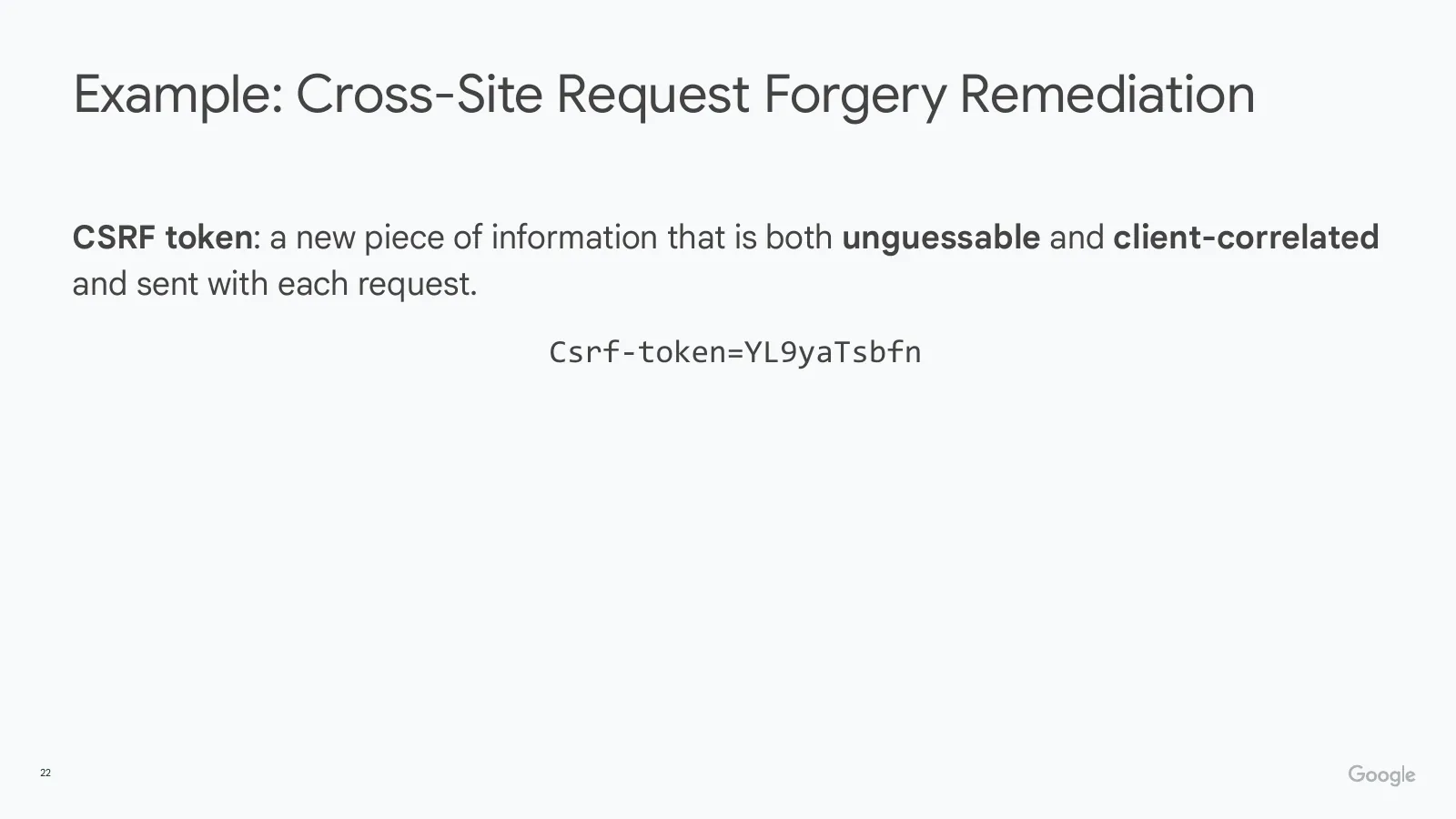 Slide 22: Example: Cross-Site Request Forgery Remediation