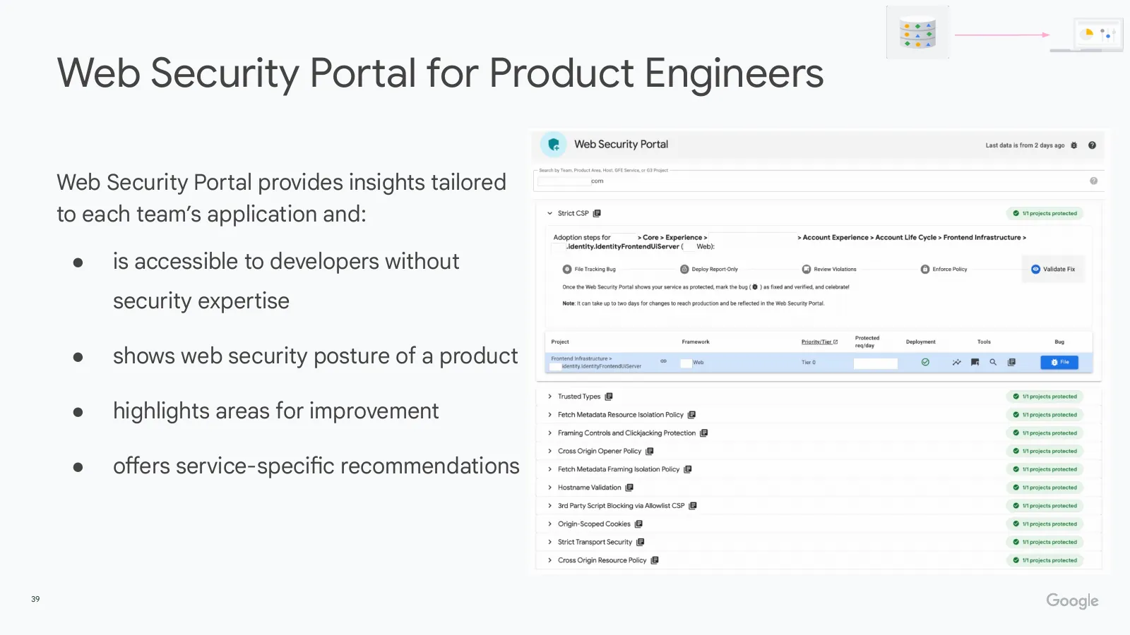 Slide 39: Web Security Portal for Product Engineers